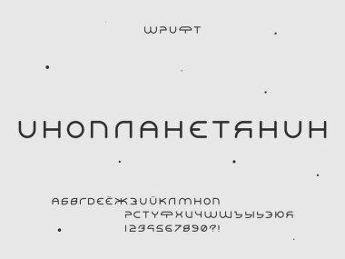 Uzaylı yazı tipi. Kiril vektörü 