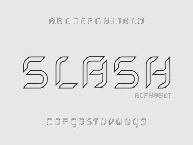 Eğik vuruş alfabesi. Vektör 