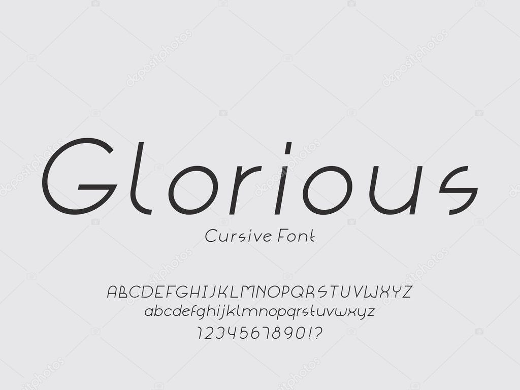 Glorious font. Vector alphabet 