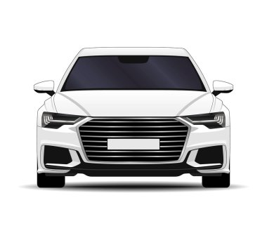 Gerçekçi bir araba. Sedan. ön görünüm.