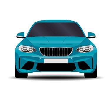 gerçekçi araba. spor coupe. Önden görünüm.