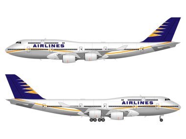 gerçekçi yolcu uçağı. yan görünüm.