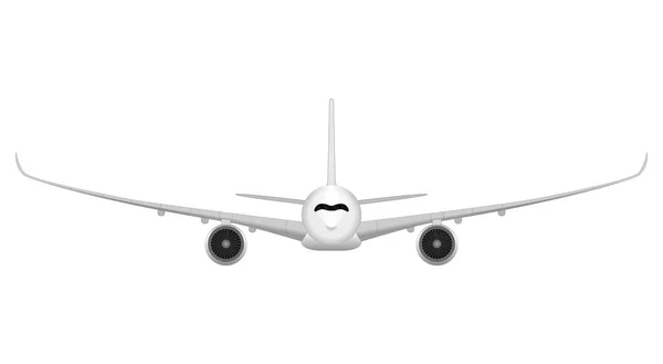 Avión Pasajeros Realista Vista Frontal — Vector de stock