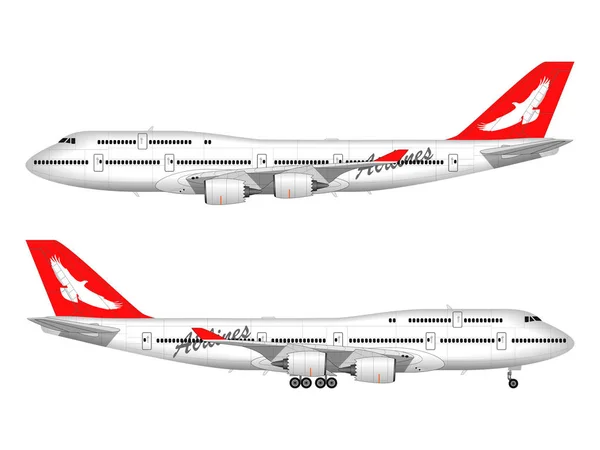 Avion Passager Réaliste Vue Latérale — Image vectorielle