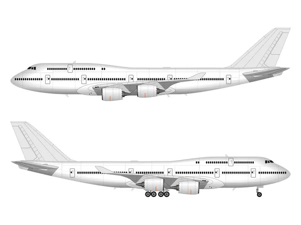 Avión Pasajeros Realista Vista Lateral — Vector de stock