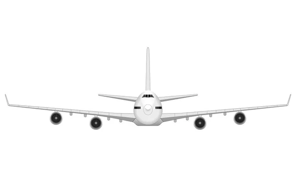 Avión Grande Realista Del Pasajero Vista Frontal — Vector de stock