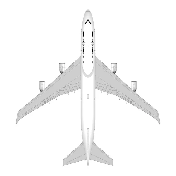 Realistické Velké Osobní Letadlo Pohled Shora — Stockový vektor