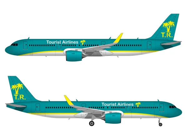 Avion Passager Réaliste Vue Latérale — Image vectorielle