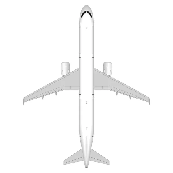 Avión Grande Realista Del Pasajero Vista Desde Arriba — Vector de stock