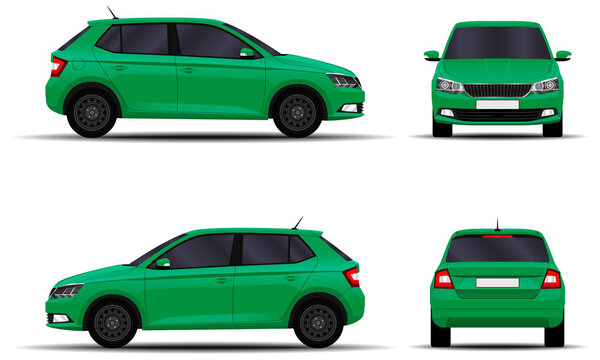 реалистичная машина. Хэтчбэк. вид спереди, вид сбоку, вид сзади
.