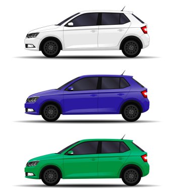 Gerçekçi arabalar hazır. Hatchback. yan görünüm.