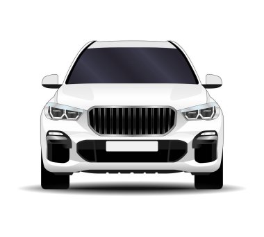 Gerçekçi bir SUV arabası. Ön görünüm.