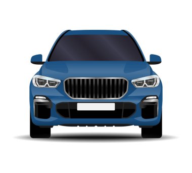 Gerçekçi bir SUV arabası. Ön görünüm.