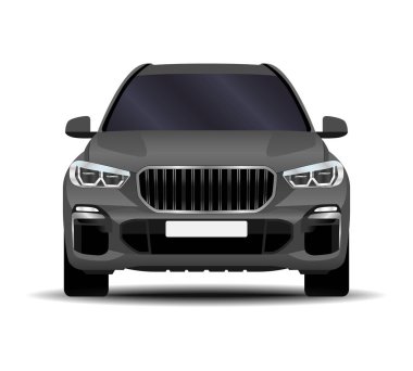 Gerçekçi bir SUV arabası. Ön görünüm.