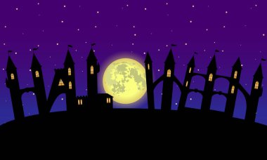 Cadılar Bayramı yazı. korkunç kale