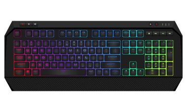 Gaming klavye Led sırt ile. Gerçekçi bilgisayar klavye.