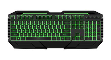 Gaming klavye Led sırt ile. Gerçekçi bilgisayar klavye.