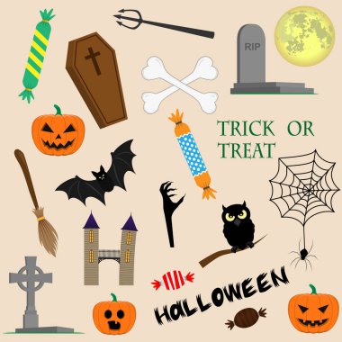 Cadılar Bayramı geçmişi. Vektör illüstrasyonu