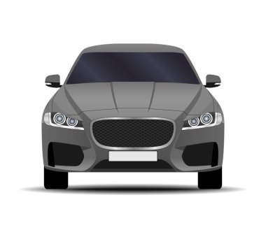 Gerçekçi bir araba. Sedan. ön görünüm.