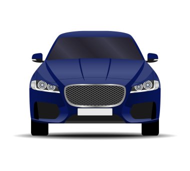 Gerçekçi bir araba. Sedan. ön görünüm.