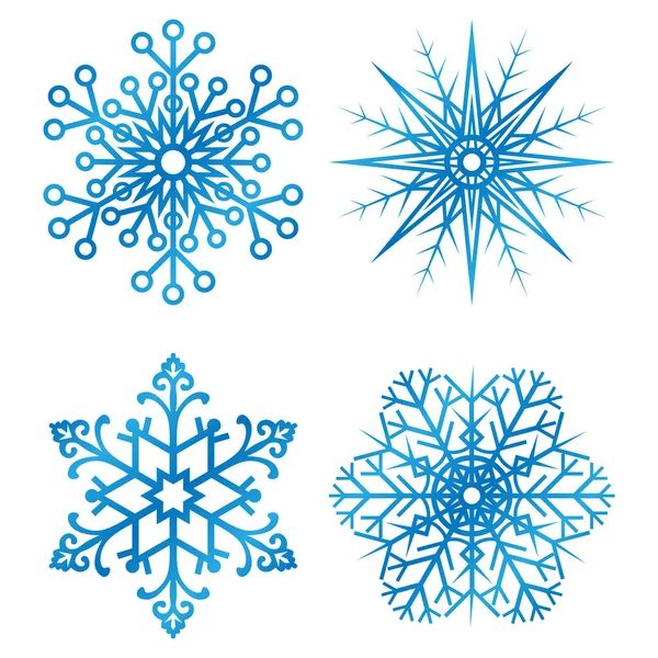 Blue Snowflakes Set Vector — Stock Vector