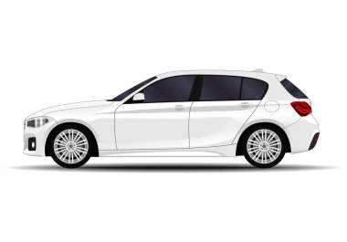 Gerçekçi bir araba. Hatchback. yan görünüm.