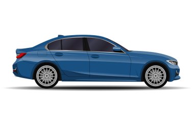 Gerçekçi bir araba. Sedan. yan görünüm.