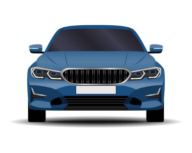 Gerçekçi bir araba. Sedan. ön görünüm.