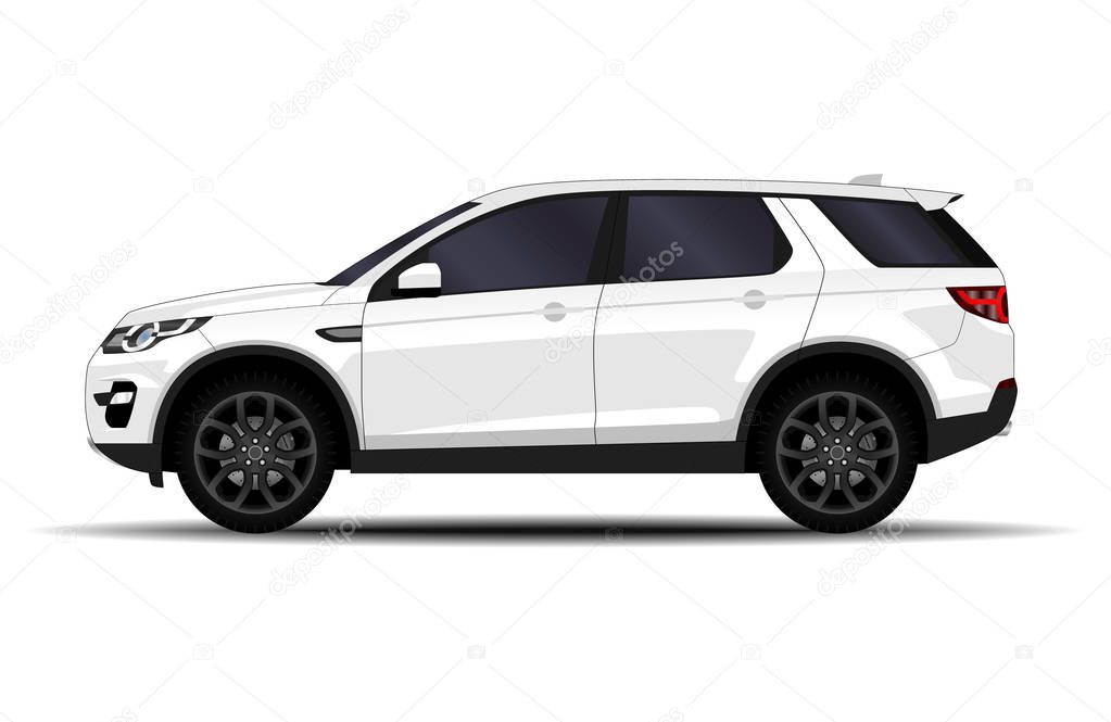 realistic SUV car. side view.