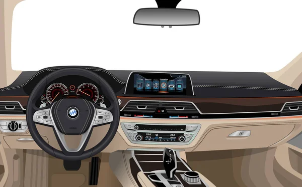 Realistic Luxury Car Interior — Stock Vector