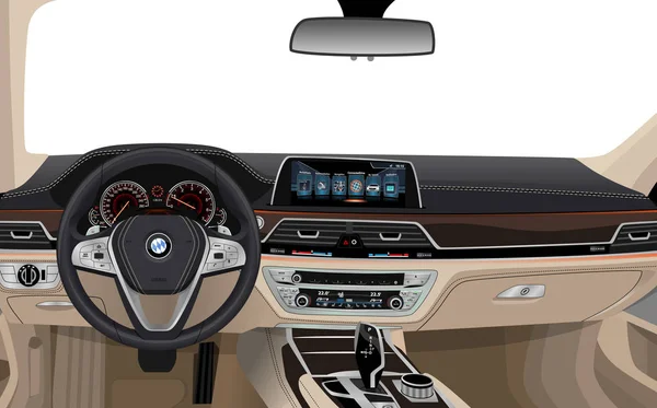 Intérieur Voiture Luxe Réaliste — Image vectorielle