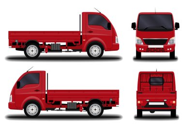 gerçekçi kamyon. Önden Görünüm; yan görünümü; Arkadan Görünüm.