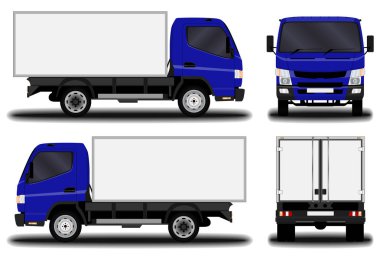 gerçekçi kamyon. Önden Görünüm; yan görünümü; Arkadan Görünüm.