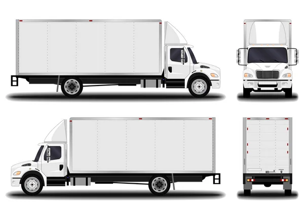 Camion Réaliste Vue Face Vue Côté Vue Derrière — Image vectorielle