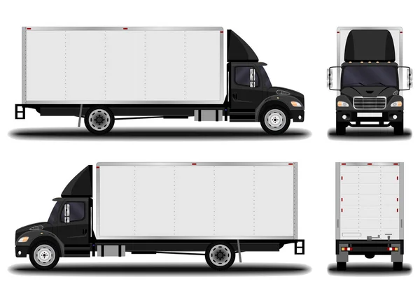 現実的なトラック フロント ビュー横から見た図 背面図 — ストックベクタ