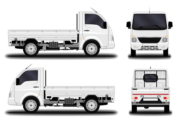 Camion Réaliste Vue Face Vue Côté Vue Derrière — Image vectorielle