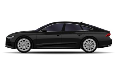 gerçekçi araba. spor sedan. yan görünüm.