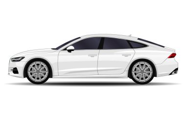 gerçekçi araba. spor sedan. yan görünüm.