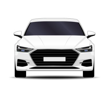 gerçekçi araba. spor sedan. Önden görünüm.