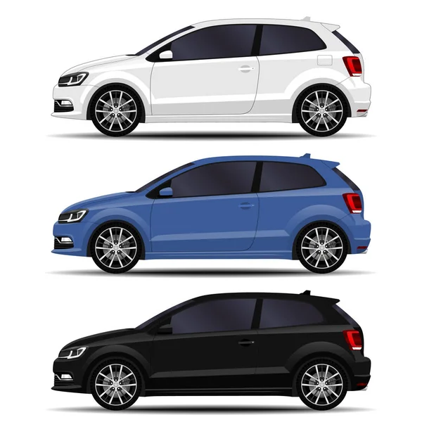 Gerçekçi arabalar hazır. Hatchback. yan görünüm.