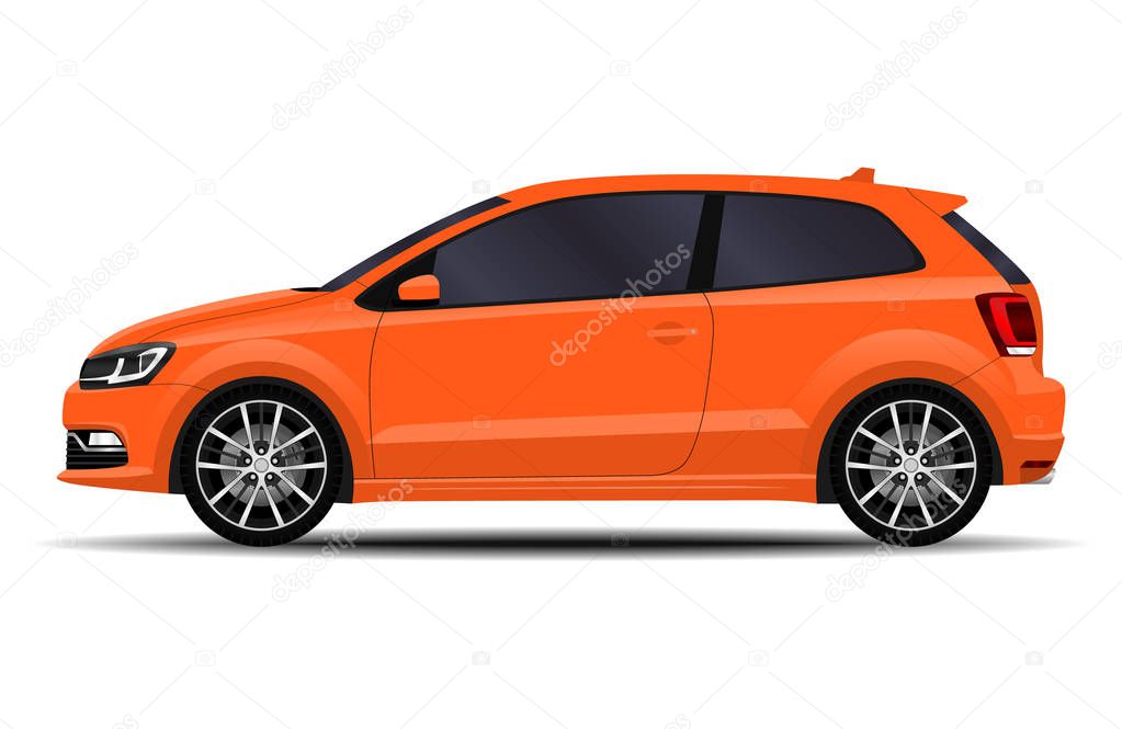 realistic car. hatchback. side view.