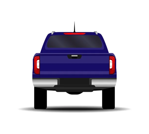 Realistic Car Truck Pickup Back View — Stock Vector