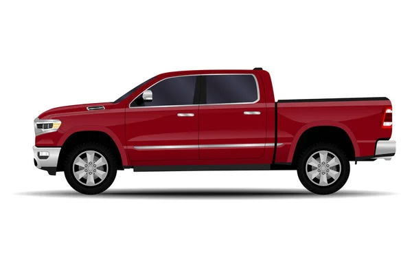 Realistic Car Truck Pickup Side View — Stock Vector