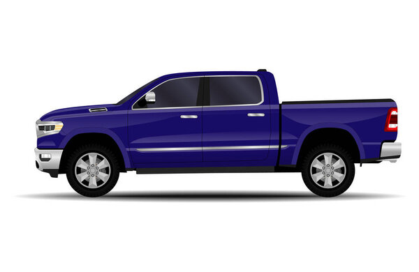 реалистичная машина. Грузовик, пикап. вид сбоку
.