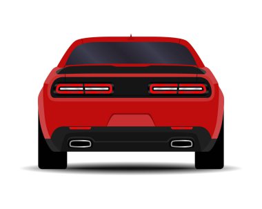 gerçekçi araba. Kas araba. Arkadan Görünüm.