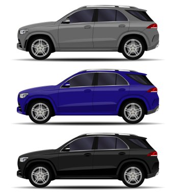 gerçekçi Suv araç. Araba ayarlayın. yan görünüm.