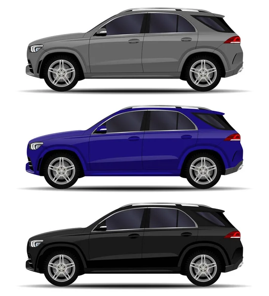 gerçekçi Suv araç. Araba ayarlayın. yan görünüm.