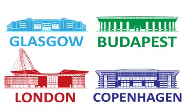 Futbol Stadı. Budapeşte Kopenhag Glasgow Londra.