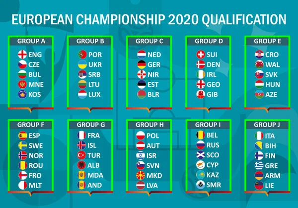 Campionato Europeo 2020 Qualificazione Coppa Calcio — Vettoriale Stock
