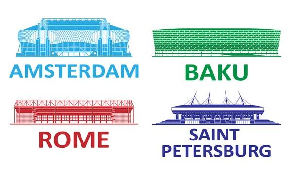 Stadion Piłkarski Monachium Amsterdam Sankt Petersburg Baku — Wektor stockowy